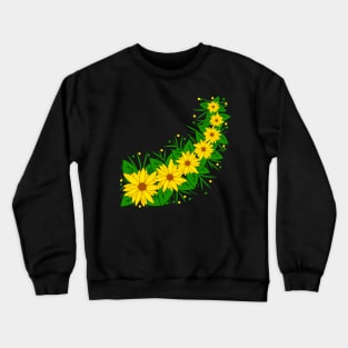 flower tendril yellow sunflowers flower pattern blooms Crewneck Sweatshirt